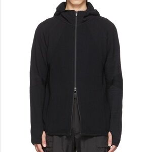 Snow Peak Wool Hoodie Black Two Way Zipper Thumbholes Japan Minimalist-Medium